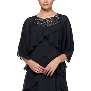 NEW SLNY multi wear chiffon shawl in black